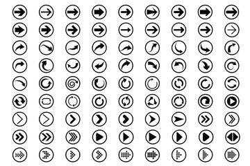 a set of arrow icons with circles
