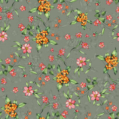 Seamless textile flower floral design on ground with flower shadow for wallpaper ,graphics, fabric ,and digital print design