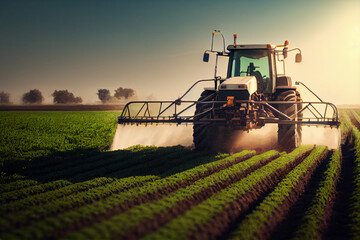Fototapeta premium Moderner Traktor in Aktion: Effiziente Landwirtschaft auf dem Feld - Generative Ai