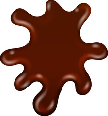 Sweet chocolate stain. Brown liquid sticky splash