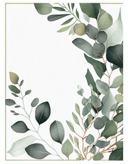 Floral Design Eucalyptus Olive Branch Wedding Stationary Flowers. Generative AI