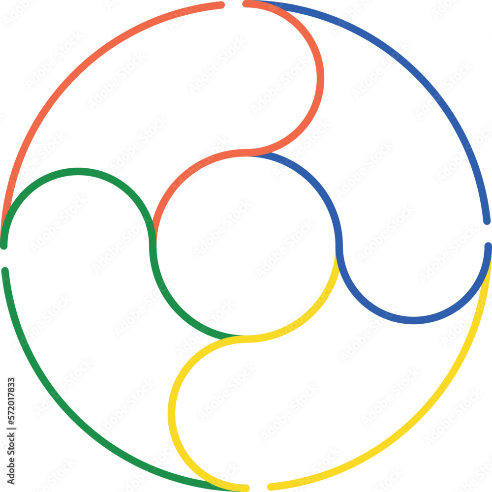 Poster cycle process infographic template. round text frame. color line shape