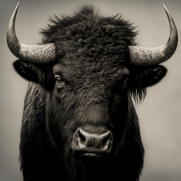 a bison portrait - generative ai