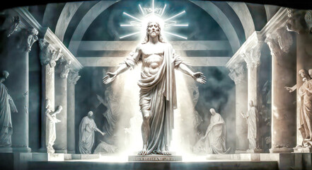 Jesus Auferstehung Resurrection Ostern Abstrakte Surreale Illustration Grafik Generative AI Digital Art Hintergrund Cover