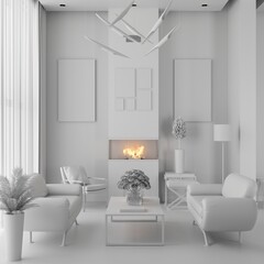 modern living room with fireplace