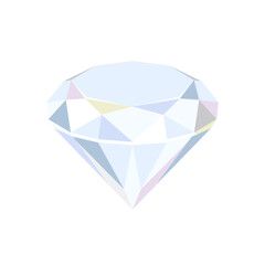 Diamond isolated on white background. Vector illustration of gemstone. Flat icon.