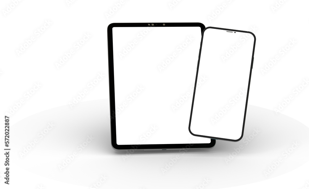 Aufkleber black tablet computer with blank screen, isolated on white background