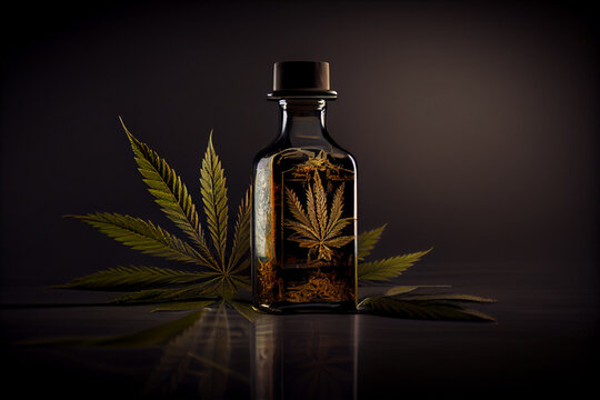 Cannabis oil. CDB cannabinoids. Medical Marijuana or Hemp. Generative AI