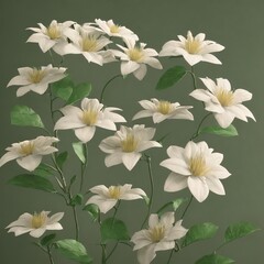 Fototapeta na wymiar Simple white flowers on a blurred background, ai Generated, generative AI, CGI graphics