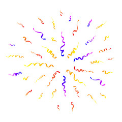 Colorful confetti and ribbon falling on transparent background. Vector illustration.