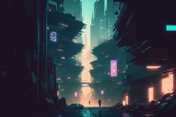 An illustration of a cyberpunk abstract background. Generation AI