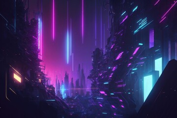 An illustration of a cyberpunk abstract background. Generation AI