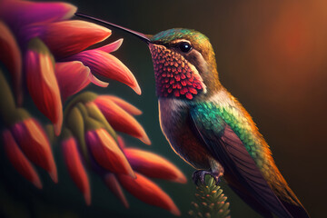 Fototapeta premium Hummingbird feeding on a flower