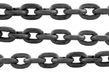 Metallic steel chain on a white background. Lock. Chain