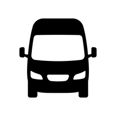 Van icon. Minibus. Black silhouette. Front view. Vector simple flat graphic illustration. Isolated object on a white background. Isolate. © far700