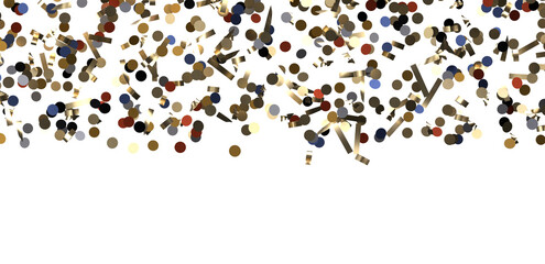 Glittering golden confetti png. Glittering golden confetti falls from above on transparent background. Celebrate festivals.