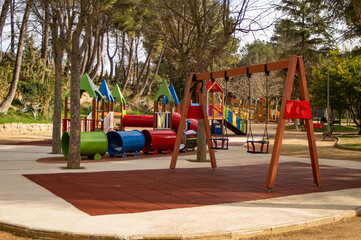 Children's playground in public park.