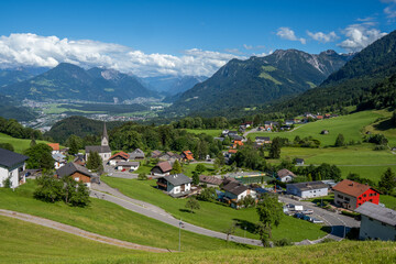 Fototapeta na wymiar Village of Gurtis by Nenzing, Walgau Valley, State of Voralberg, Austria