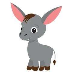 donkey cartoon with big eyes on a white background, vector