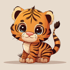 Cute baby tiger cartoon vector illustration
