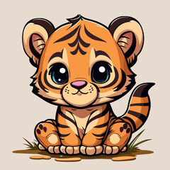 Cute baby tiger cartoon vector illustration