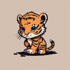 Cute baby tiger cartoon vector illustration
