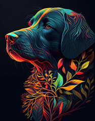Lab Dog Illustration Abstract Colorful Animal. Generative AI