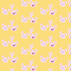 Background with muzzles of bunnies.