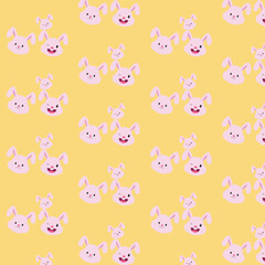 Background with muzzles of bunnies.