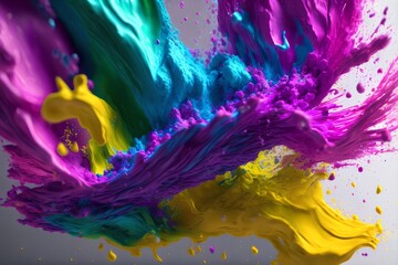 Happy holi festival banner, colorful splash powder. colorful clouds 