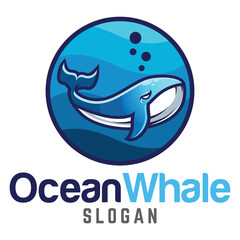 Modern simple minimalist Whale mascot logo design vector with modern illustration concept style for badge, emblem and tshirt printing. modern whale circle logo illustration.