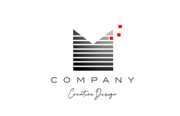 geometric M alphabet letter logo with line and dots. Corporate creative template design for business and company