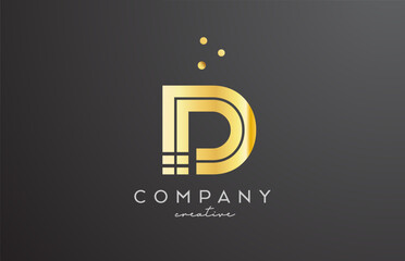 gold golden D alphabet letter logo with dots. Corporate creative template design for company and business