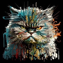 art composition of angry cat , Generated AI