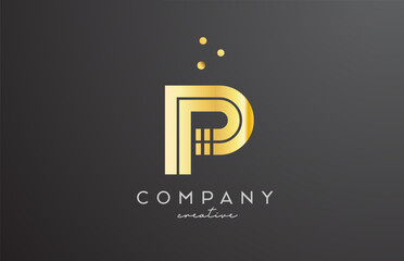 Obraz premium gold golden P alphabet letter logo with dots. Corporate creative template design for company and business