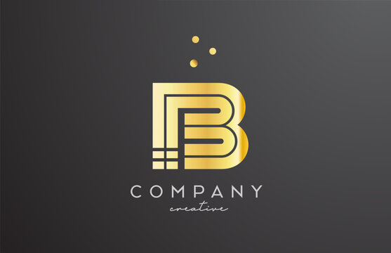 gold golden B alphabet letter logo with dots. Corporate creative template design for company and business