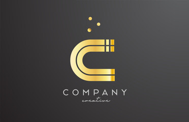 gold golden C alphabet letter logo with dots. Corporate creative template design for company and business