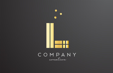 Fototapeta premium gold golden L alphabet letter logo with dots. Corporate creative template design for company and business