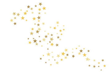 Star confetti. Gold casual confetti background. Bright design pattern.