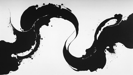 Grunge brush strokes ink  paint, black ink blot, abstract black water color on white background 