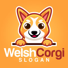 Cute Kawaii Puppy Pembroke Welsh Sable Corgi Dog Mascot Cartoon Logo Design Icon Illustration Character Hand Drawn. Suitable for every category of business, company, brand like pet shop