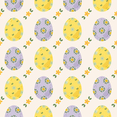 Fototapeta na wymiar Vector seamless simple pattern with ornamental eggs. Easter eggs print. Seamless repeated surface vector pattern design for printing on fabric, paper for scrapbooking, gift wrap and wallpapers.