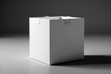Box for your design and logo mockup on gray background, AI Generated