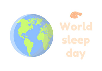 World sleep day. Planet Earth icon. White background. Vector illustration