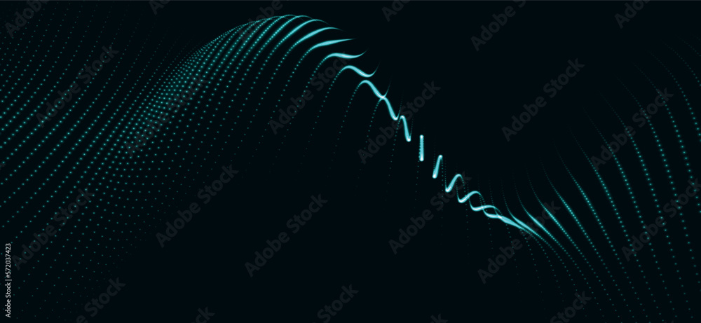 Poster abstract digital particle wave. futuristic dotted wave. technology background vector. vector illustr
