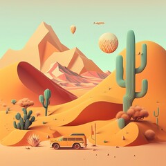 desert illustration, art illustration, landscape illustration
