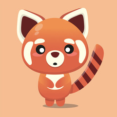 Cute red panda. Wild animal character. Vector illustration. Emotion surprise