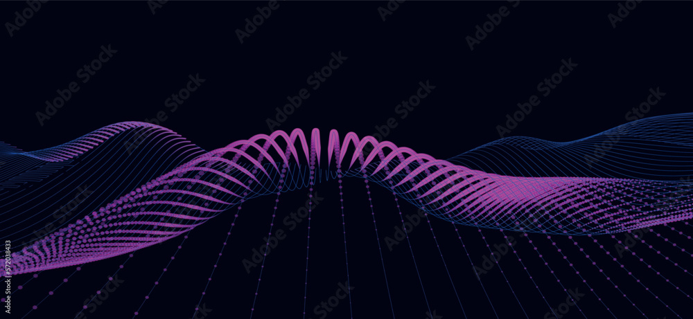 Aufkleber abstract digital particle wave. futuristic dotted wave. technology background vector. vector illustr