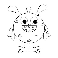 Linear sketches, coloring pages of little cute monsters, mutants. Vector graphics.