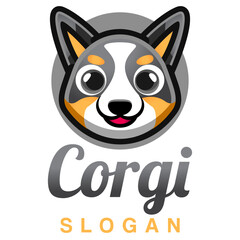 Cute Kawaii Puppy Pembroke Welsh Tricolor Corgi Dog Mascot Cartoon Logo Design Icon Illustration Character Hand Drawn. Suitable for every category of business, company, brand like pet shop